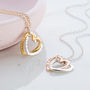 Personalised Interlinking Hearts Necklace With Gold, thumbnail 2 of 7