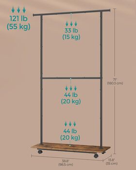 Portable Clothes Rack Double Clothes Hanging Rail, 2 of 7