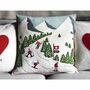 Wool Après Ski Run Hand Embroidered Cushion, thumbnail 2 of 3