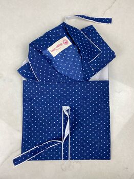 Mens Cotton Pyjamas In Blue And White Spot Print, 8 of 11