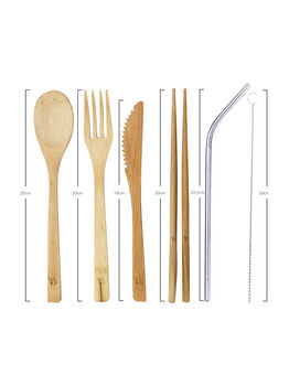 Reusable Bamboo Picnic Cutlery Set Eight Piece, 5 of 8
