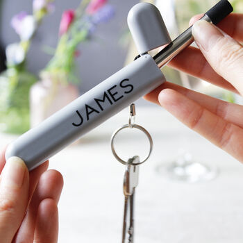 Personalised Eco Friendly Metal Straw Keyring For Him, 4 of 10