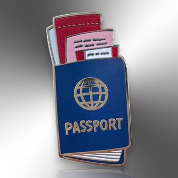 Blue Passport With Tickets Small Hard Enamel Pin, 4 of 9