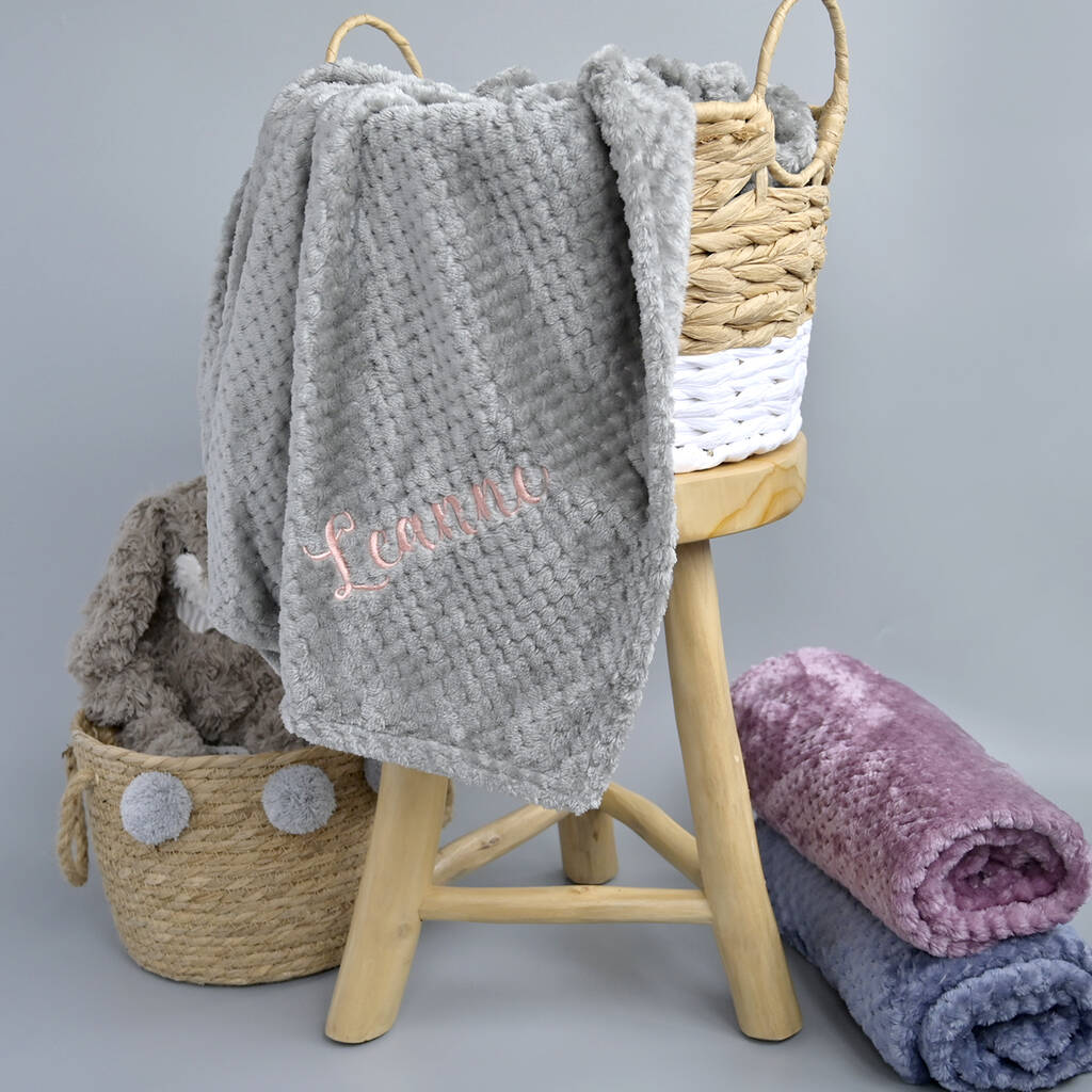 Personalised Dark Grey Waffle Baby Blanket By KEEDD