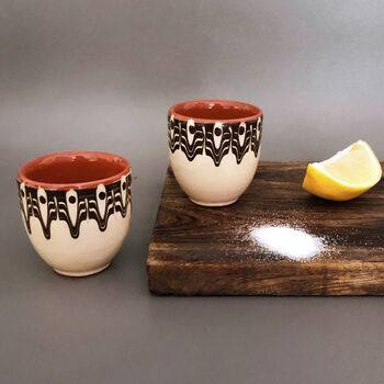 Set Of Two Tequila Ceramic Shot Glasses In Beige Colour, 2 of 4