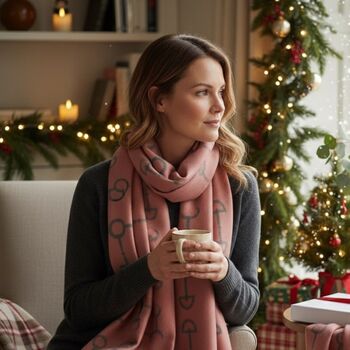 Equestrian Snaffle Bit Print Scarf | Grey And Pink, 12 of 12