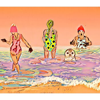 Batoko Wild Swimmers With Seal , Greetings Card, 2 of 3