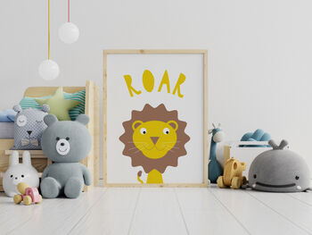Childrens Lion ‘Roar’ Nursery Print, 2 of 3