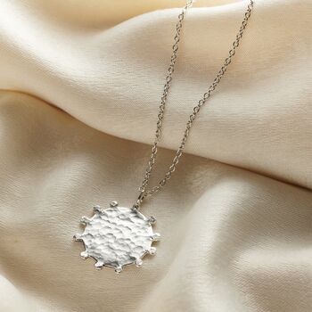 Personalised Crown Hammered Disc Necklace, 5 of 10
