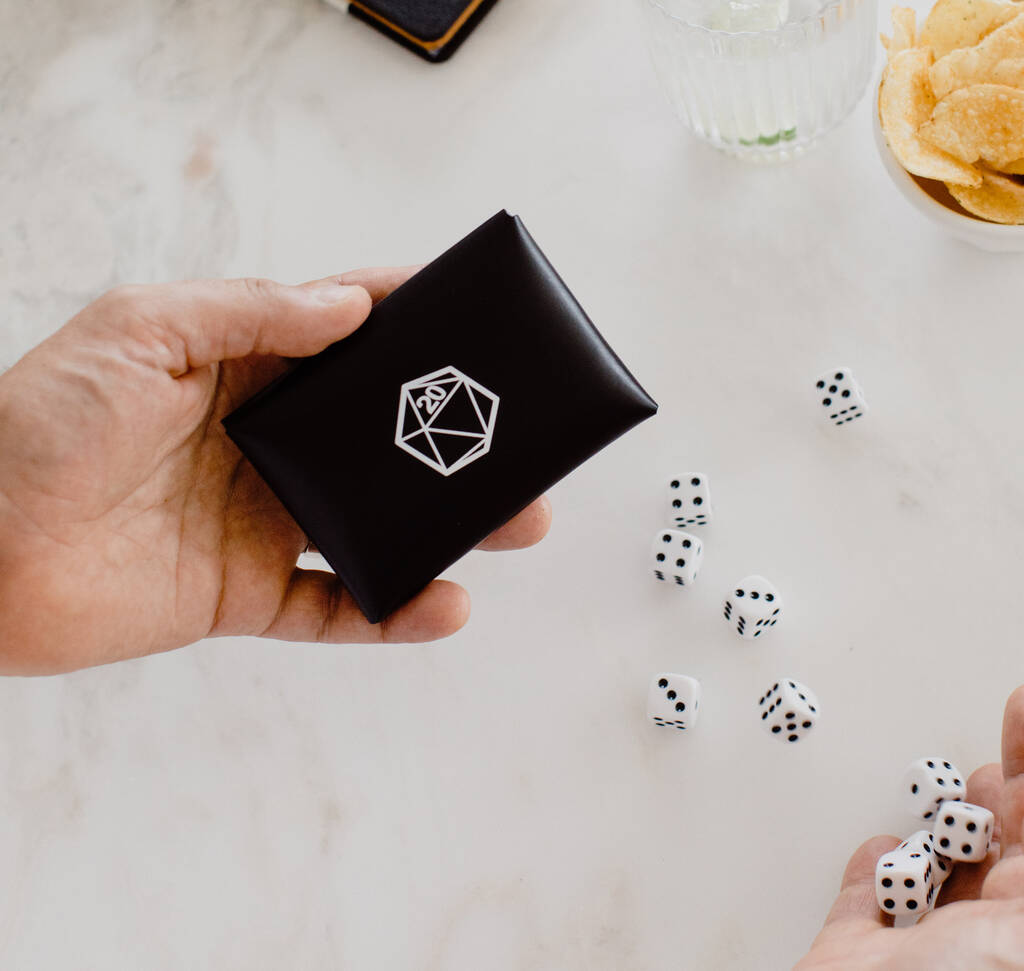 Personalised Leather Games Dice Case With 10 Dice By Holdall & Co