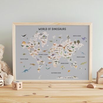 Personalised Dinosaur World Map Print, 2 of 5