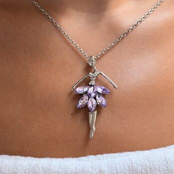 Personalised Ballerina Necklace With Purple Crystal Costume, 4 of 12