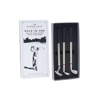 Three Golf Club Pens In Gift Box Blue, Black, Red Ink, 3 of 6