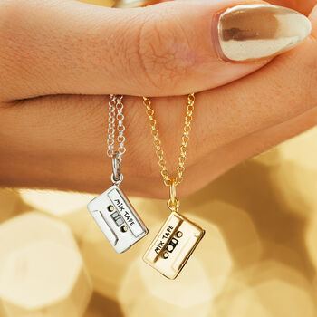 Personalised Sterling Silver Cassette Tape Necklace, 5 of 11