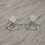 Raw Moonstone, Turquoise Sterling Silver Earrings, thumbnail 2 of 7