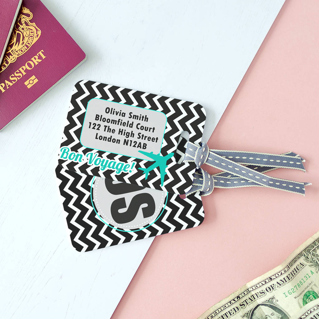 Personalised Monogram Chevron Luggage Tag By The Little Picture Company