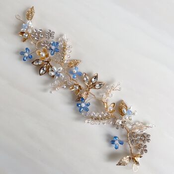 Blue Forget Me Not Bridal Hair Vine, 8 of 8
