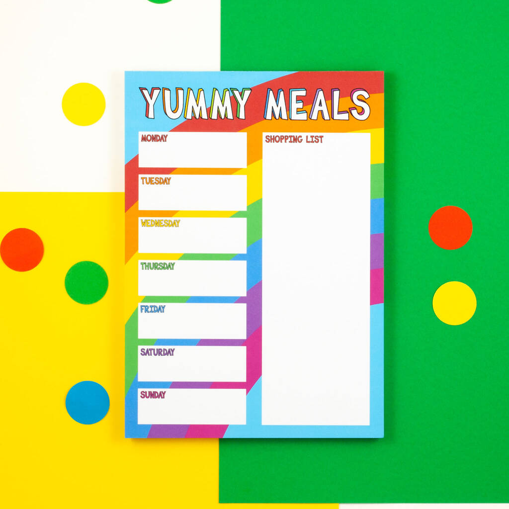 Rainbow Meal Planner And Shopping List Pad, 1 of 4