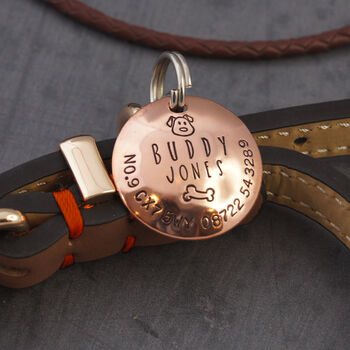 Personalised Copper Pet ID Tag With Dog And Bone, 7 of 7