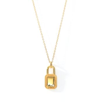 Gold Plated Cz Padlock Pendant Necklace, 3 of 4