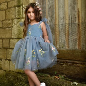Enchanted Angel Fairy Flower Girl Dress Dusty Blue, 2 of 11