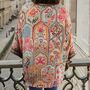 Pink, Orange And Cream Floral Tile Print Viscose Summer Jacket, thumbnail 2 of 4