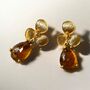 24k Gold Citrine Flower Drop Earrings, thumbnail 3 of 3