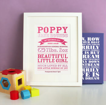 Personalised New Baby Details Print, 7 of 8
