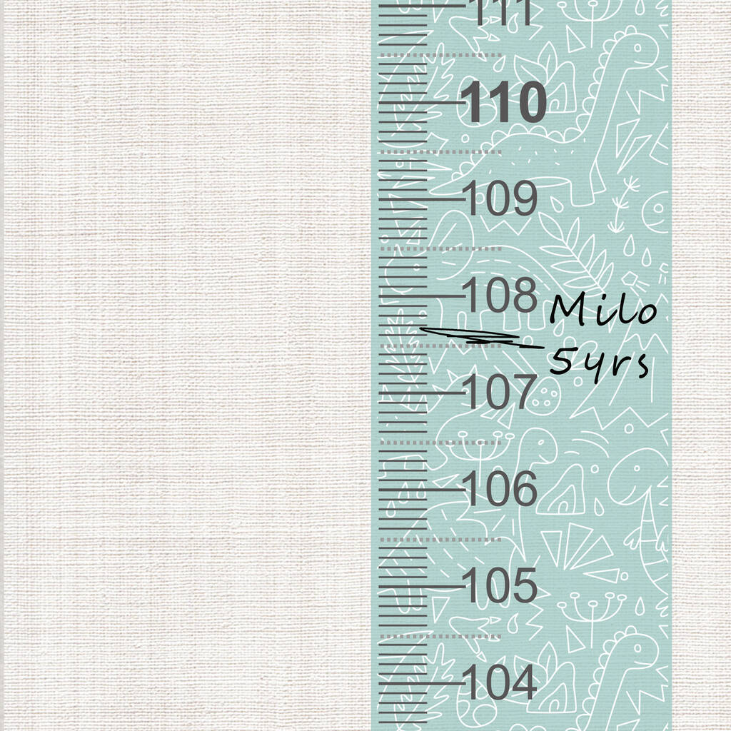 Green Dinosaur Tape Measure Sticker Wall Chart By StickMyPixels