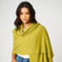 Olive Green 100% Cashmere Travel Wrap Shawl Gift Boxed, thumbnail 4 of 9