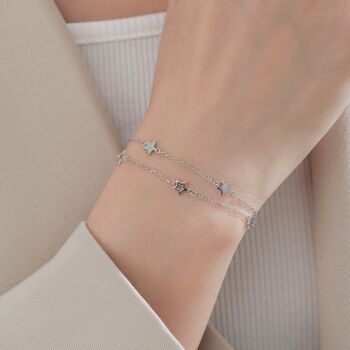 Sterling Silver Double Layer Star Bracelet, 2 of 10