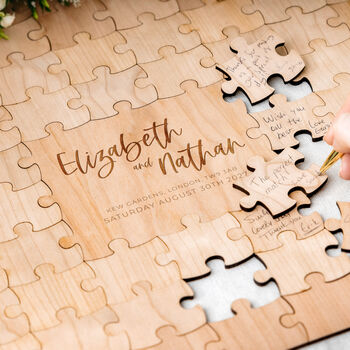 Wooden Puzzle Wedding Guest Book Alternative, 3 of 8