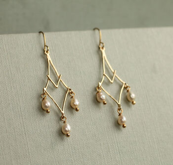 Freshwater Pearl Gold Chandelier Earrings, 3 of 5