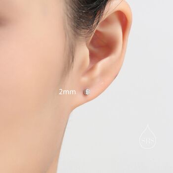 Bezel Cz Crystal Stud Earrings In Sterling Silver, 5 of 12