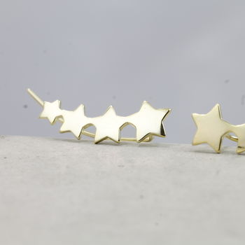 Sterling Silver Four Stars Earrings Climbers, 3 of 6