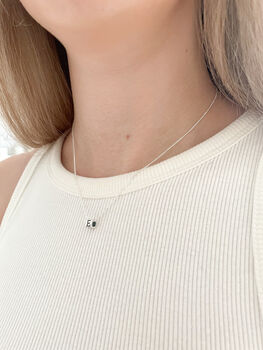Sterling Silver Personalised Initial Cube Necklace, 6 of 7