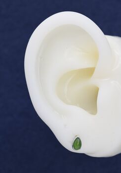 Sterling Silver Genuine Jade Pear Stud Earrings, 10 of 11