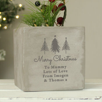 Personalised Christmas Tree Concrete Planter, 2 of 2