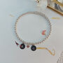 Sterling Silver Personalised Initial Disc Charm Stretch Bracelet, thumbnail 4 of 7