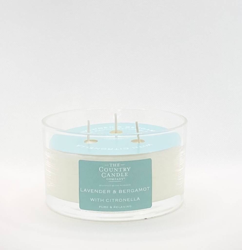 Lavender And Bergamot Citronella Three Wick Candle By The Country
