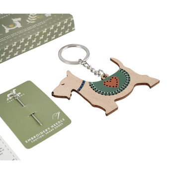 Wooden Scottie Dog Keyring Embroidery Kit | Craft | Hobby, 5 of 8
