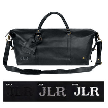 Personalised Leather Duffle Holdall Brown Or Black, 9 of 12