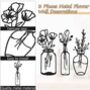 Three Pieces Black Metal Vase Art Flower Wall Décor, thumbnail 3 of 6