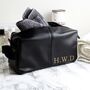 Personalised Initials Faux Leather Black Wash Bag, thumbnail 2 of 5