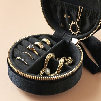 Starry Night Velvet Mini Round Jewellery Case, 3 of 12