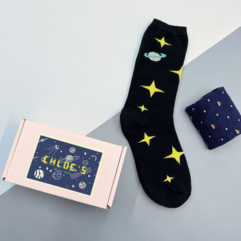 Personalised Space Captain Two Pairs Socks In A Box, 7 of 7