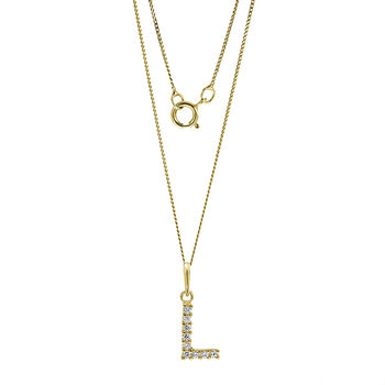 9ct Yellow Solid Gold Cubic Zirconia Initial Necklace, 6 of 9