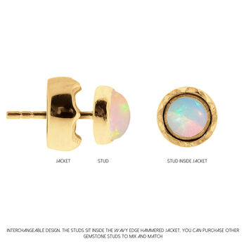 Maya Opal Stud Earrings Silver Or Gold Plated, 4 of 12