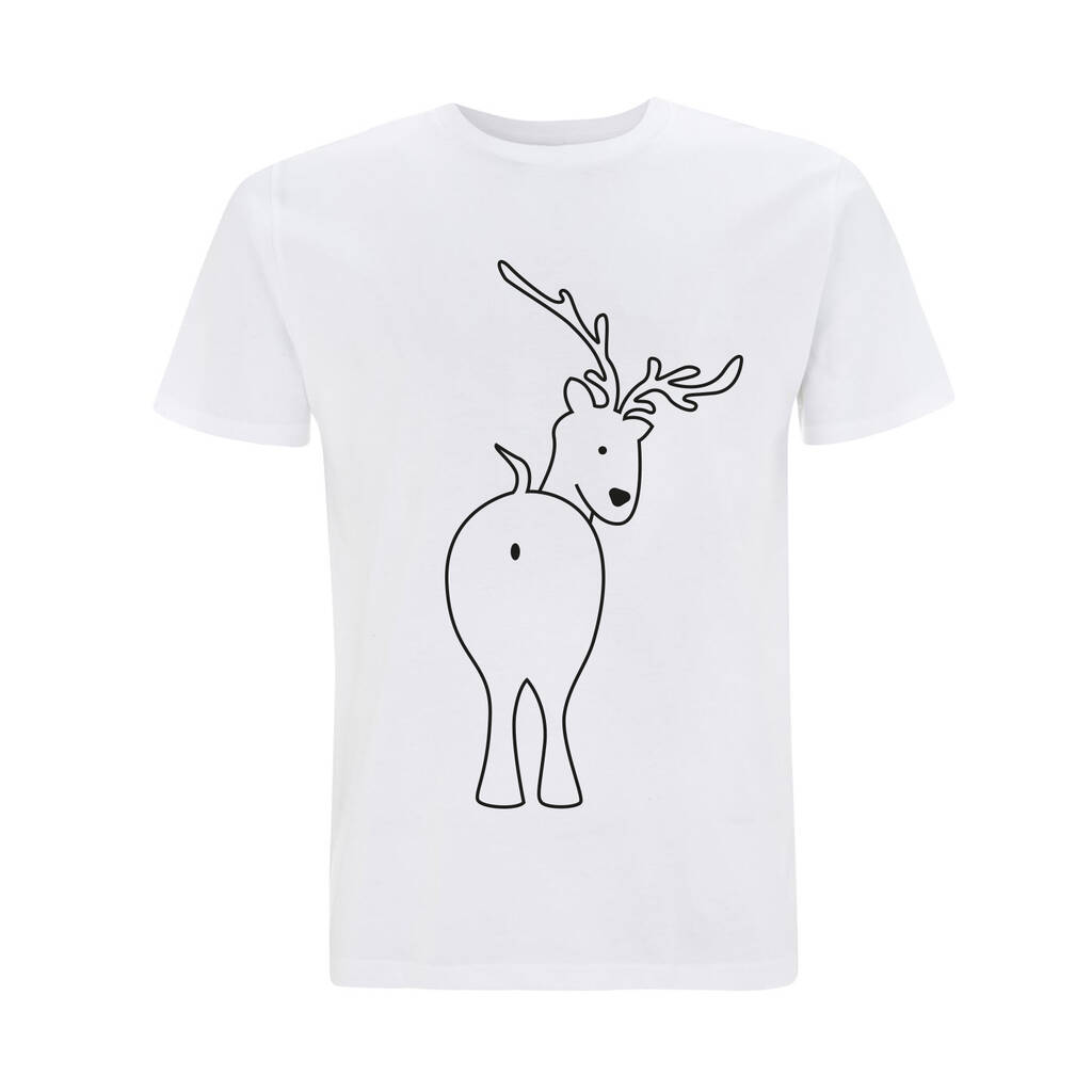 Mens Christmas Novelty Reindeer Bum Tshirt