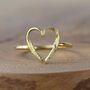 Small Open Heart Textured Ring Solid 9ct Gold, thumbnail 1 of 8